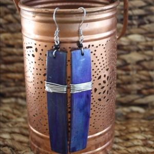 Boho Blue and Silver Wrap Earrings